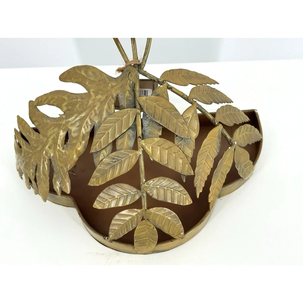 Metal Wall Planter Leaf Decor Rustic Half Round Hanging Wall Pocket Vintage Styl